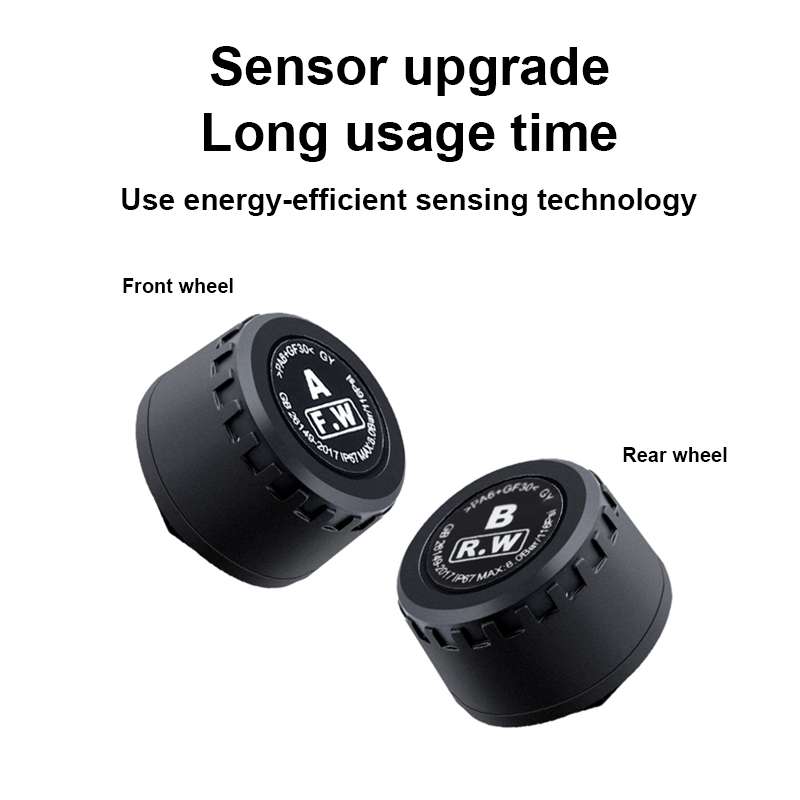 Front Rear Wheel Tire Pressure Temperature Monitoring Sensor(Black)