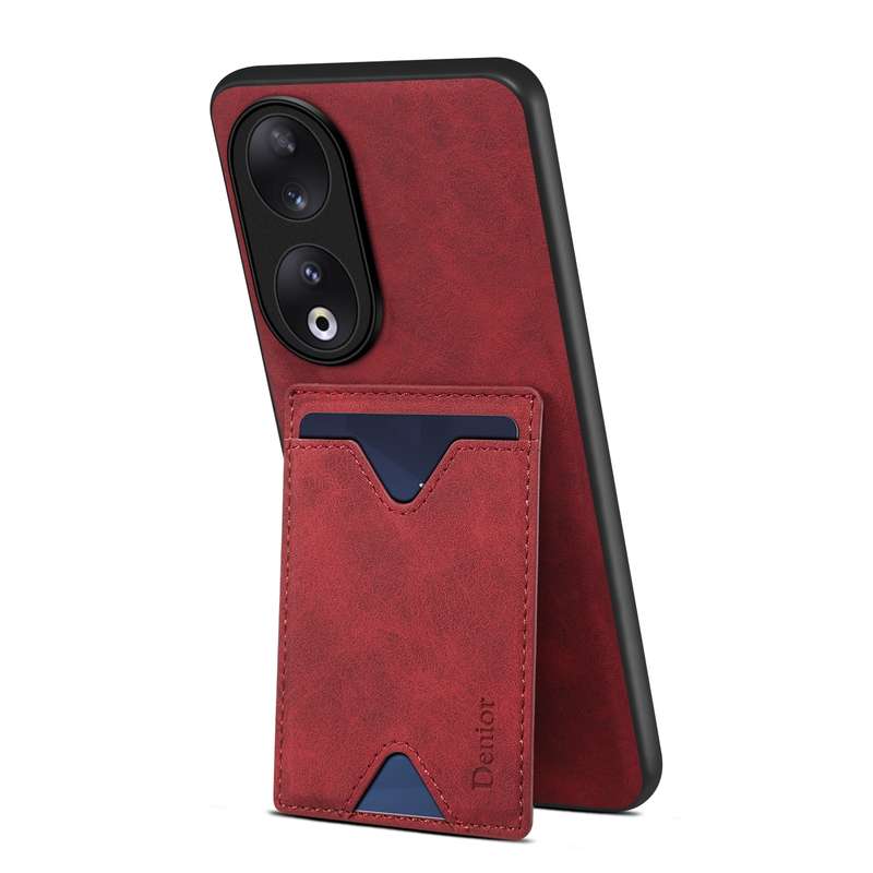 For Honor 90 Denior PU Back Cover Card Slot Holder Phone Case(Brown)