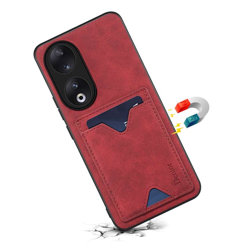 For Honor 90 Denior PU Back Cover Card Slot Holder Phone Case(Brown)