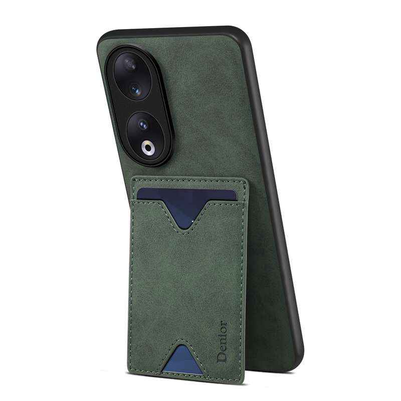 For Honor 90 Denior PU Back Cover Card Slot Holder Phone Case(Brown)
