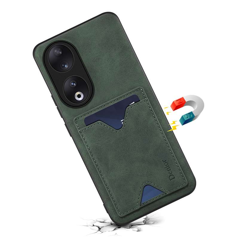 For Honor 90 Denior PU Back Cover Card Slot Holder Phone Case(Brown)