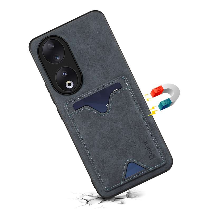 For Honor 90 Denior PU Back Cover Card Slot Holder Phone Case(Brown)