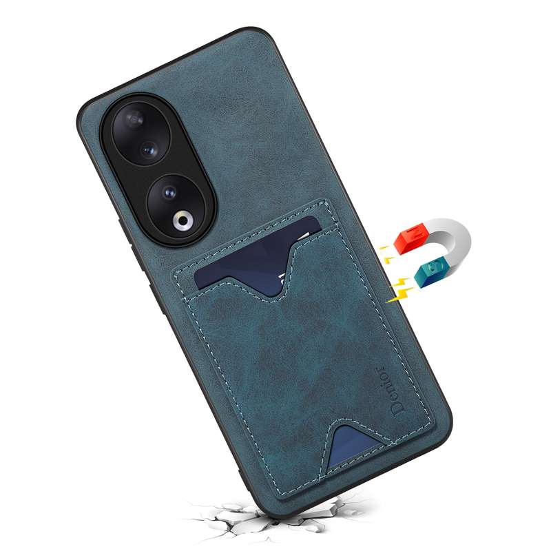 For Honor 90 Denior PU Back Cover Card Slot Holder Phone Case(Brown)