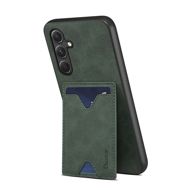 For Samsung Galaxy A24 5G Denior PU Back Cover Card Slot Holder Phone Case(Grey)