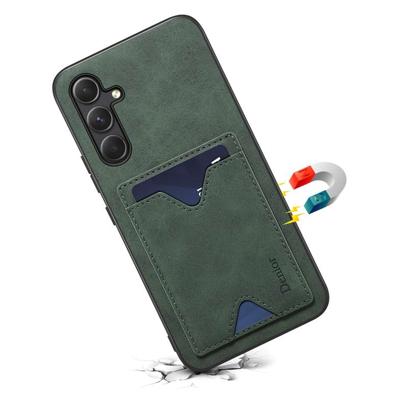 For Samsung Galaxy A24 5G Denior PU Back Cover Card Slot Holder Phone Case(Grey)