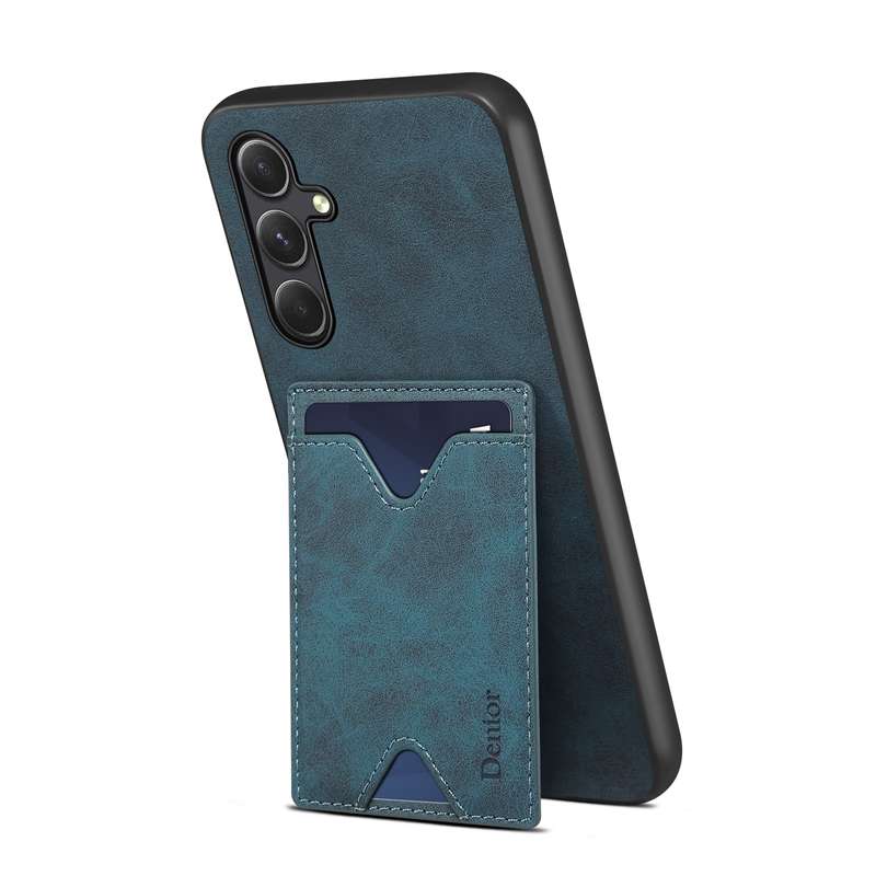 For Samsung Galaxy A24 5G Denior PU Back Cover Card Slot Holder Phone Case(Grey)