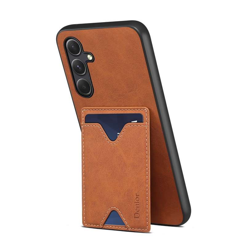 For Samsung Galaxy A24 5G Denior PU Back Cover Card Slot Holder Phone Case(Grey)