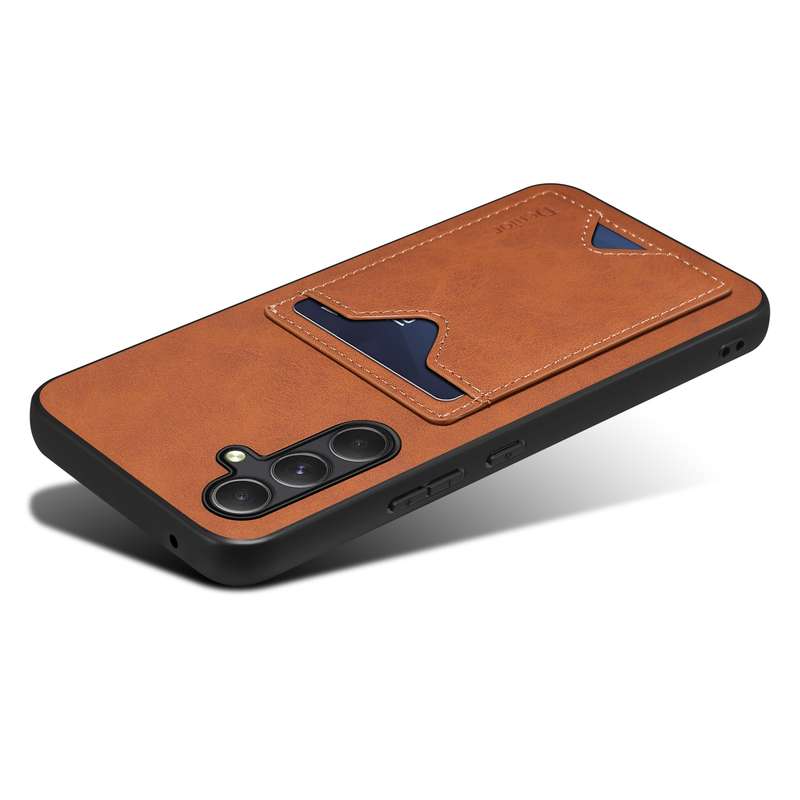 For Samsung Galaxy A24 5G Denior PU Back Cover Card Slot Holder Phone Case(Grey)