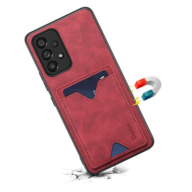For Samsung Galaxy A23 5G Denior PU Back Cover Card Slot Holder Phone Case(Grey)
