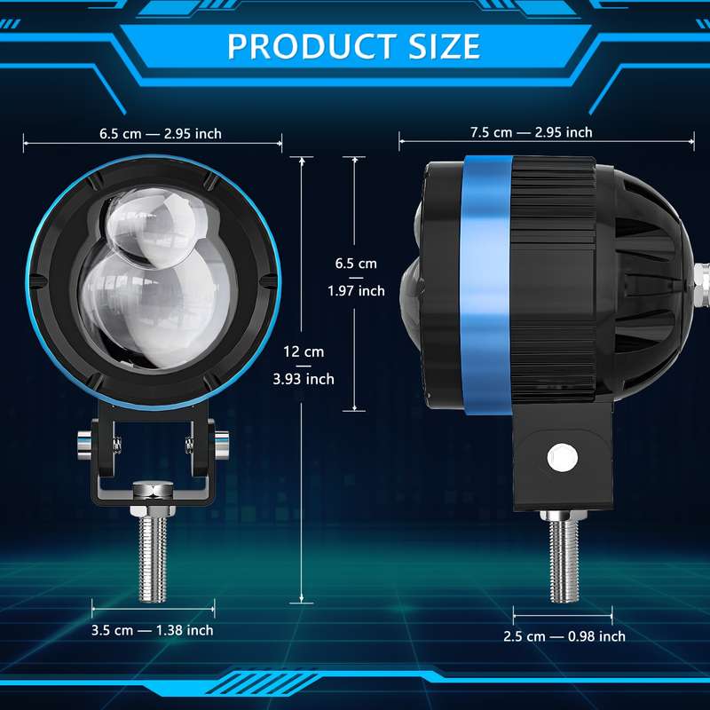 M8 1 Pair Motorcycle Two-color Spotlight(Black)