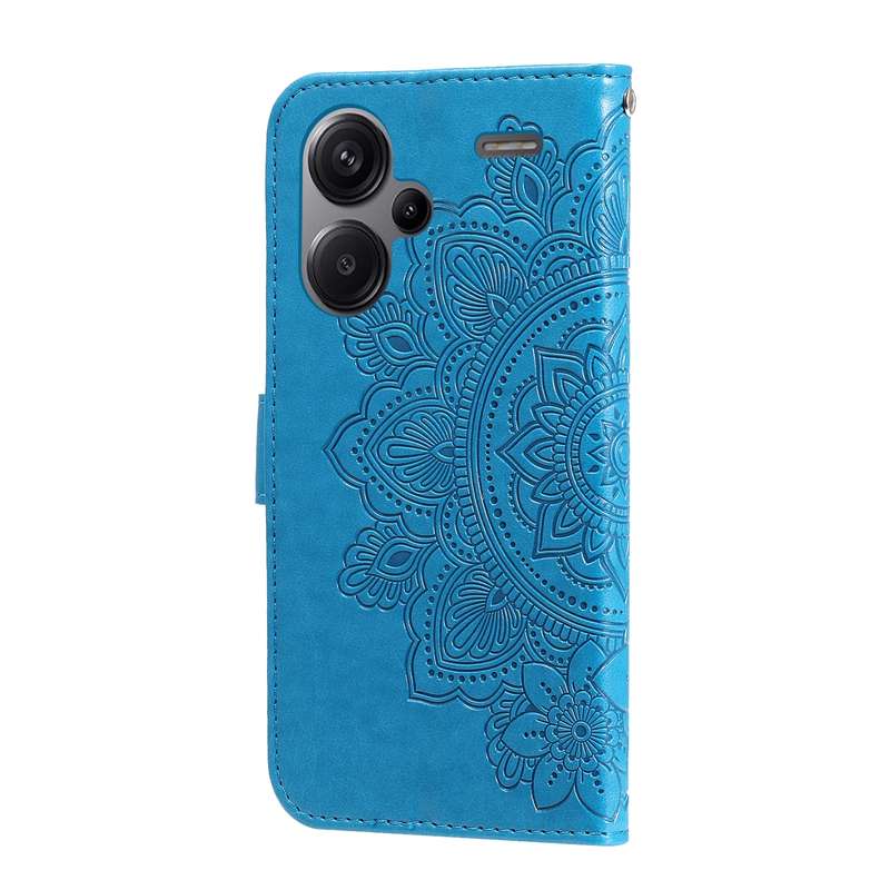 For Xiaomi Redmi Note13 Pro+ 5G Global 7-petal Flowers Embossing Leather Phone Case(Blue)