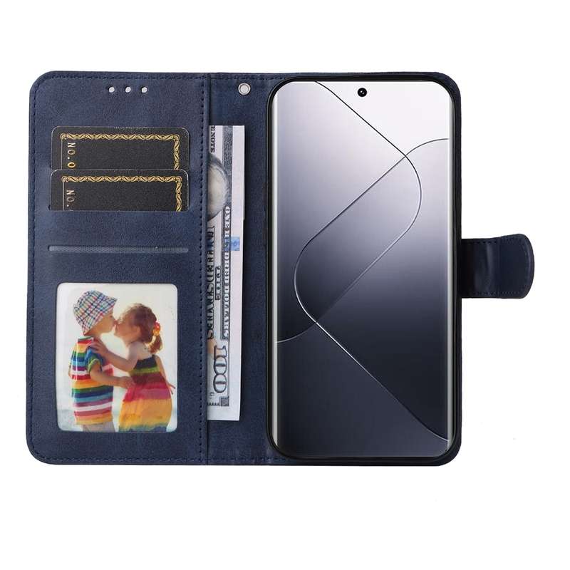 For Xiaomi 14 Pro Classic Calf Texture Flip Leather Phone Case(Blue)