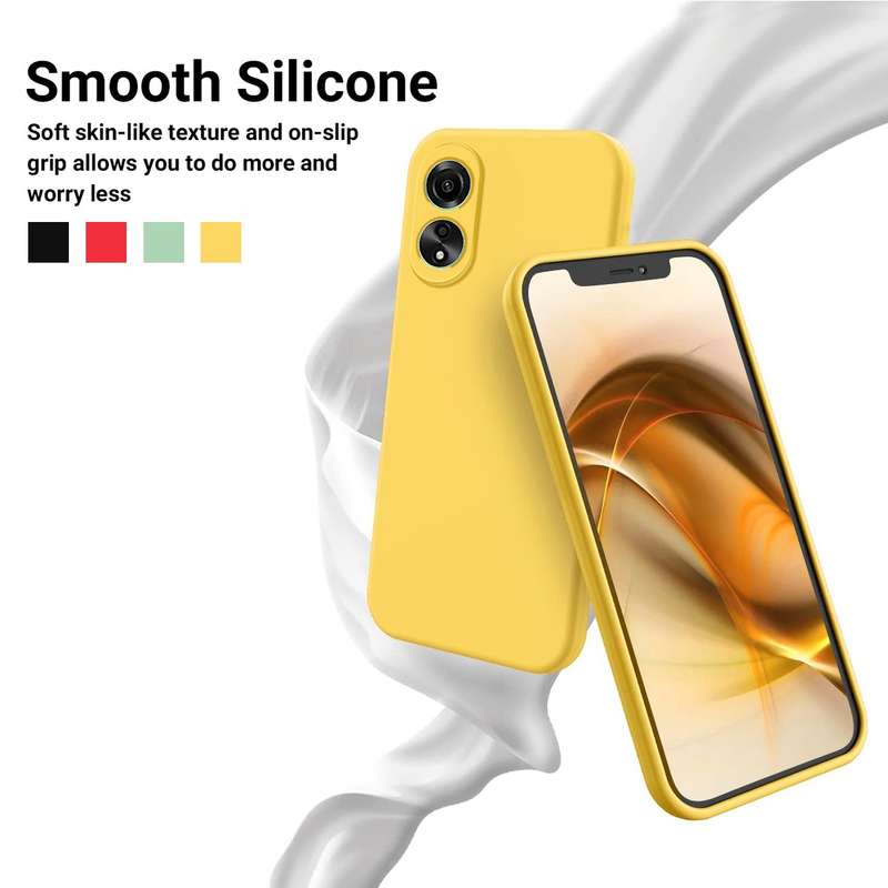 For OPPO A58 4G Pure Color Liquid Silicone Shockproof Phone Case(Yellow)