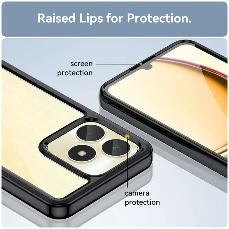 For Realme Note 50 Colorful Series Acrylic Hybrid TPU Phone Case(Black)