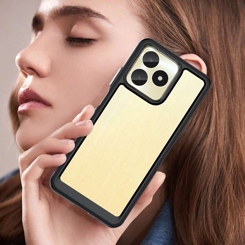 For Realme Note 50 Colorful Series Acrylic Hybrid TPU Phone Case(Black)