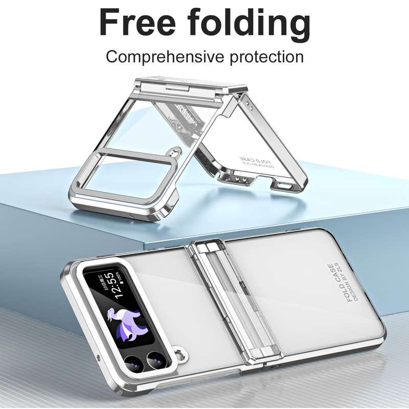 For Samsung Galaxy Z Flip4 5G Electroplating Phantom Series PC Folding Case with Hinge(Rose Gold)