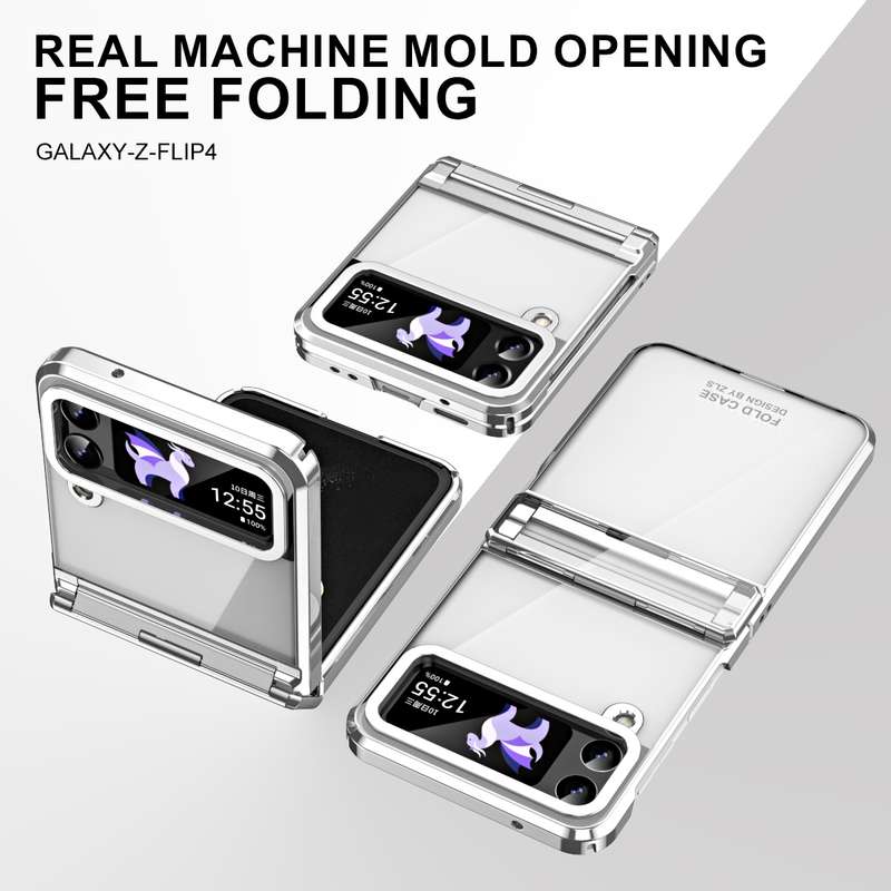 For Samsung Galaxy Z Flip4 5G Electroplating Phantom Series PC Folding Case with Hinge(Rose Gold)