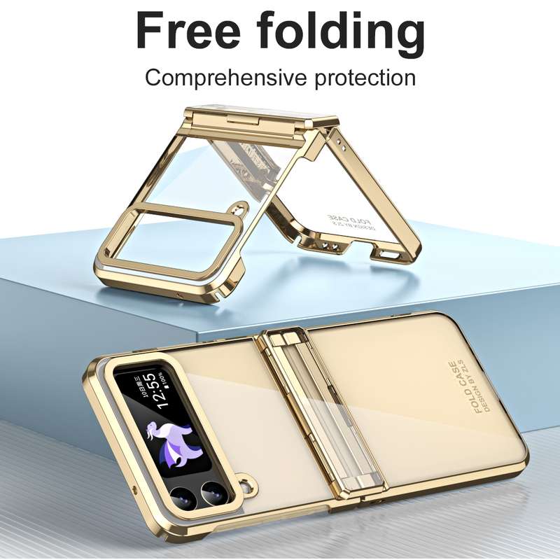 For Samsung Galaxy Z Flip4 5G Electroplating Phantom Series PC Folding Case with Hinge(Rose Gold)