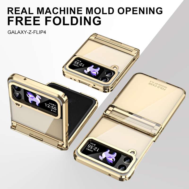 For Samsung Galaxy Z Flip4 5G Electroplating Phantom Series PC Folding Case with Hinge(Rose Gold)