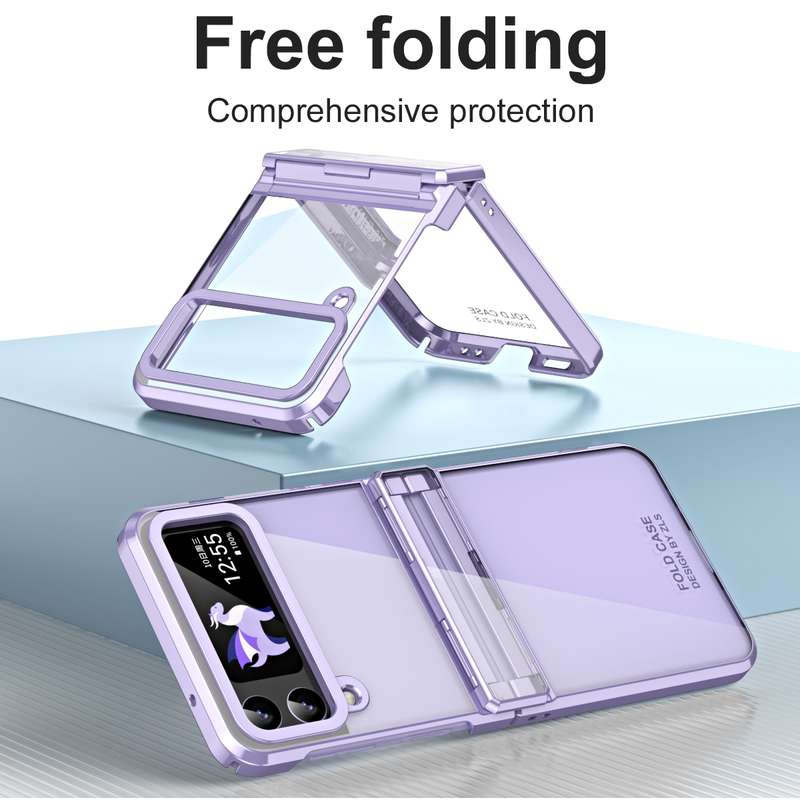 For Samsung Galaxy Z Flip4 5G Electroplating Phantom Series PC Folding Case with Hinge(Rose Gold)