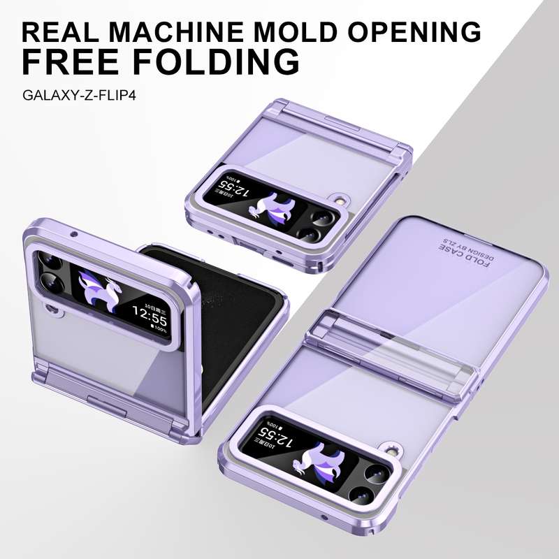 For Samsung Galaxy Z Flip4 5G Electroplating Phantom Series PC Folding Case with Hinge(Rose Gold)