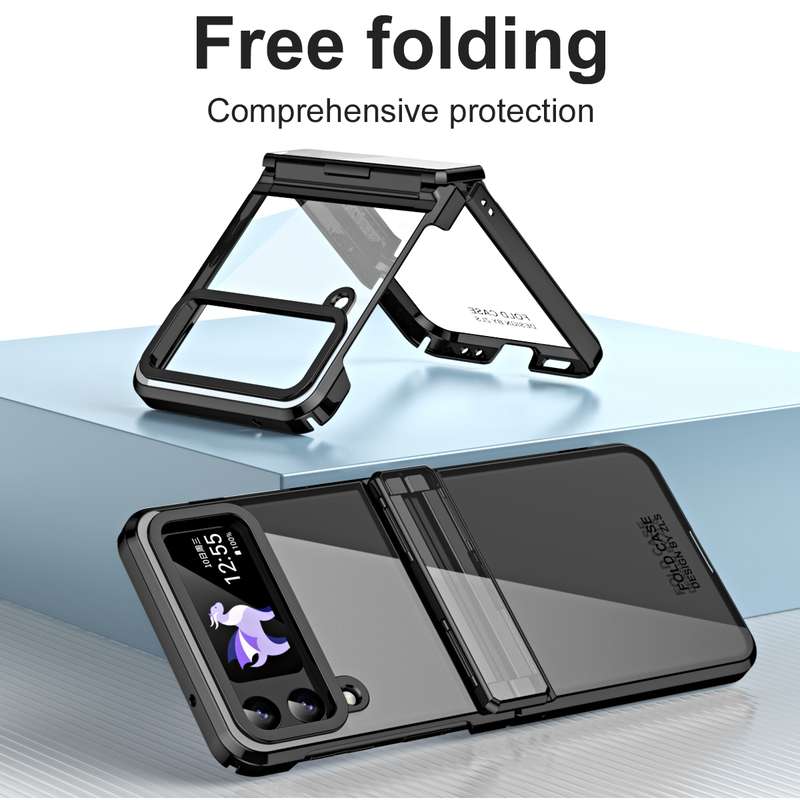 For Samsung Galaxy Z Flip4 5G Electroplating Phantom Series PC Folding Case with Hinge(Rose Gold)