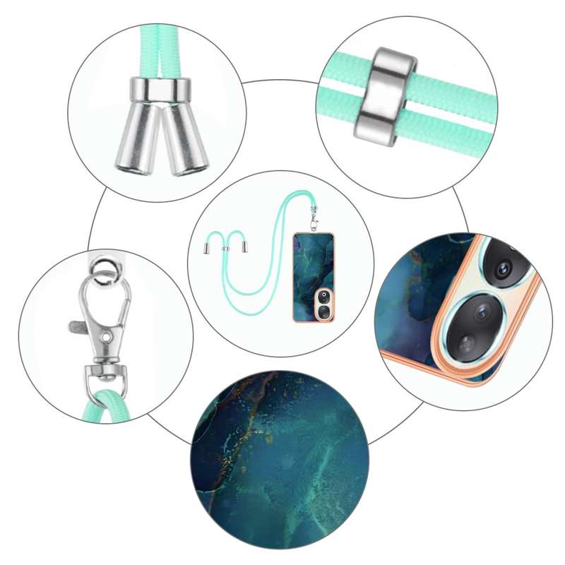 For Honor 90 5G Electroplating Marble Dual-side IMD Phone Case with Lanyard(Rose Gold 015)
