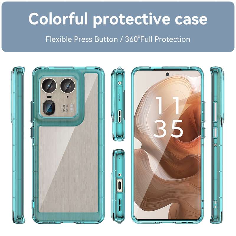 For Motorola Edge 50 Ultra Global Colorful Series Acrylic Hybrid TPU Phone Case(Transparent Blu