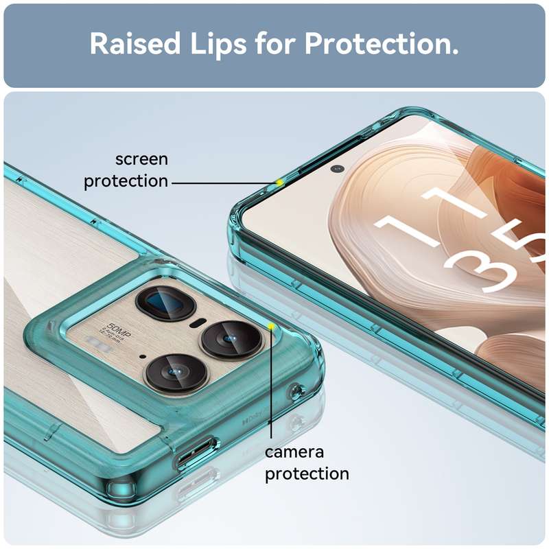 For Motorola Edge 50 Ultra Global Colorful Series Acrylic Hybrid TPU Phone Case(Transparent Blu