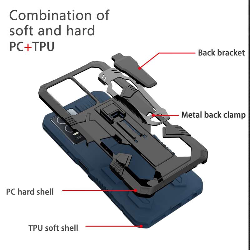 For vivo V27 Armor Warrior Shockproof PC + TPU Phone Case(Grey)