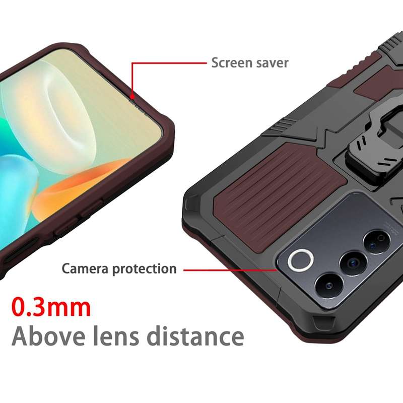 For vivo V27 Armor Warrior Shockproof PC + TPU Phone Case(Grey)