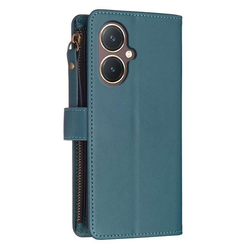 For vivo Y27 4G 9 Card Slots Zipper Wallet Leather Flip Phone Case(Green)