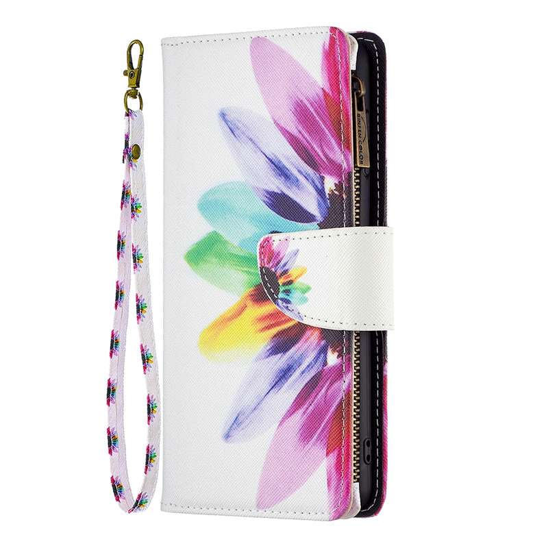 For Xiaomi Redmi Note 13 Pro+ 5G Colored Drawing Pattern Zipper Leather Phone Case(Sun Flower)