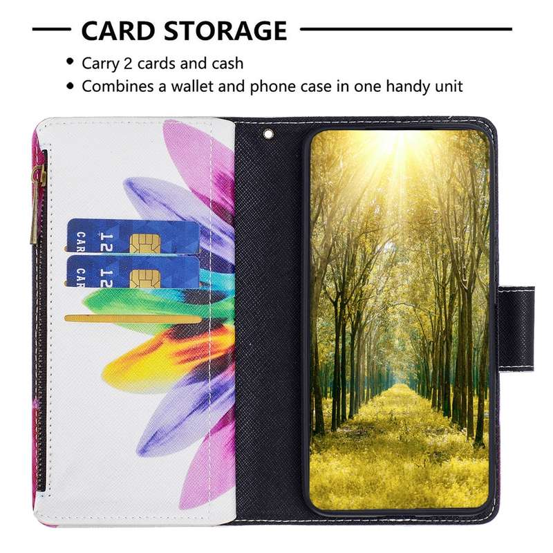 For Xiaomi Redmi Note 13 Pro+ 5G Colored Drawing Pattern Zipper Leather Phone Case(Sun Flower)