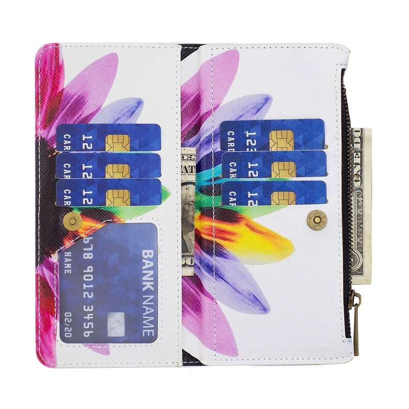 For Xiaomi Redmi Note 13 Pro+ 5G Colored Drawing Pattern Zipper Leather Phone Case(Sun Flower)