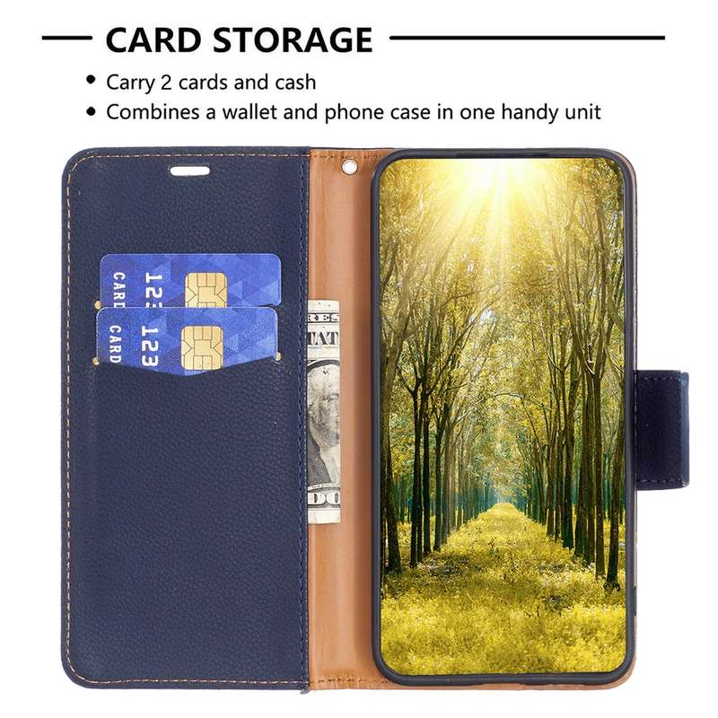 For Xiaomi Redmi Note 13 4G Global Litchi Texture Pure Color Leather Phone Case(Blue)