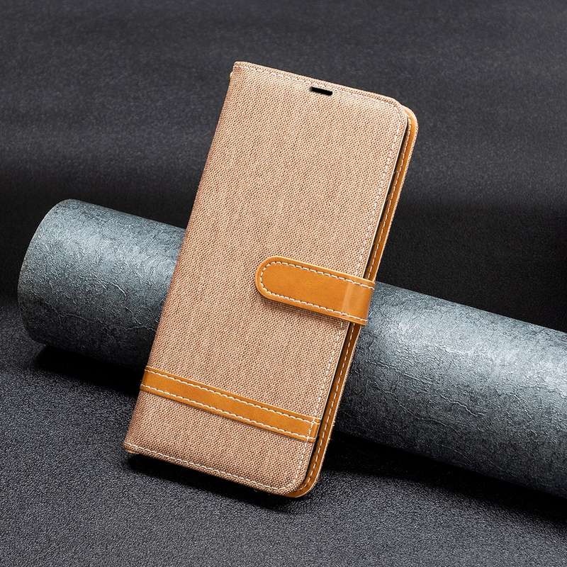 For Xiaomi Redmi Note 13 Pro+ 5G Color Block Denim Texture Leather Phone Case(Brown)