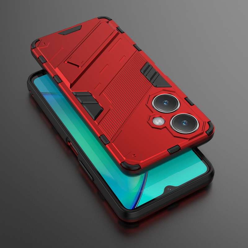 For vivo Y27 4G Global Punk Armor 2 in 1 PC + TPU Phone Case with Holder(Black)