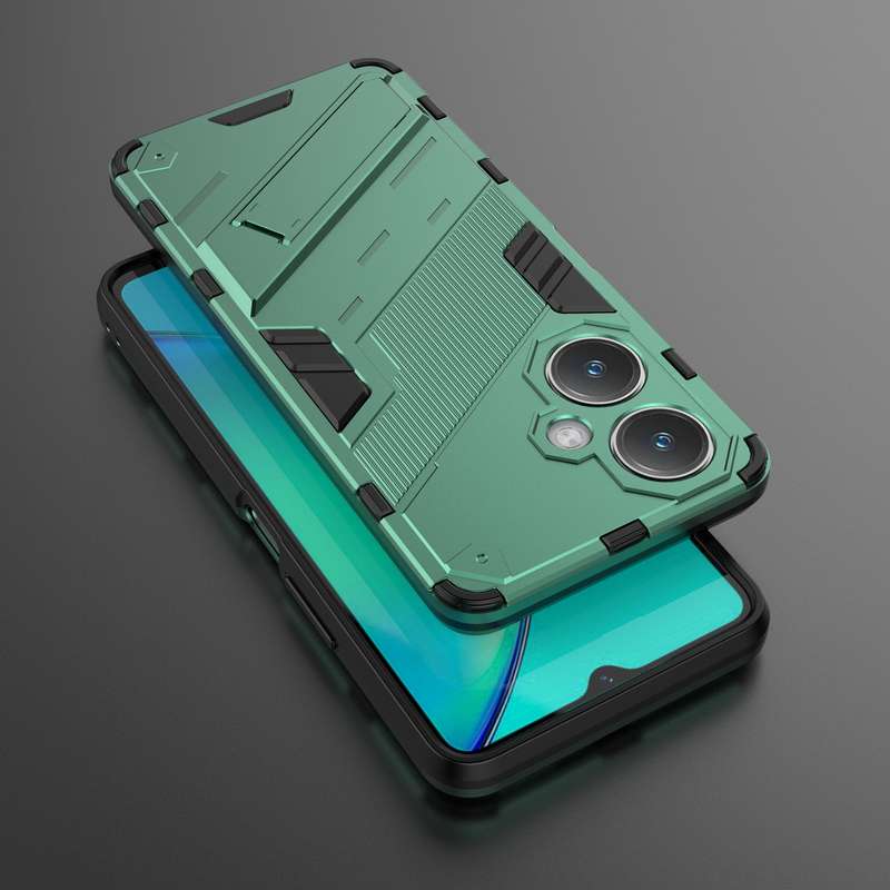 For vivo Y27 4G Global Punk Armor 2 in 1 PC + TPU Phone Case with Holder(Black)