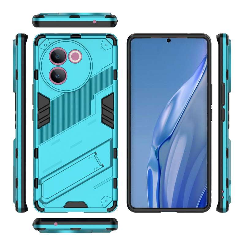 For vivo V30e 5G Global Punk Armor 2 in 1 PC + TPU Phone Case with Holder(Blue)