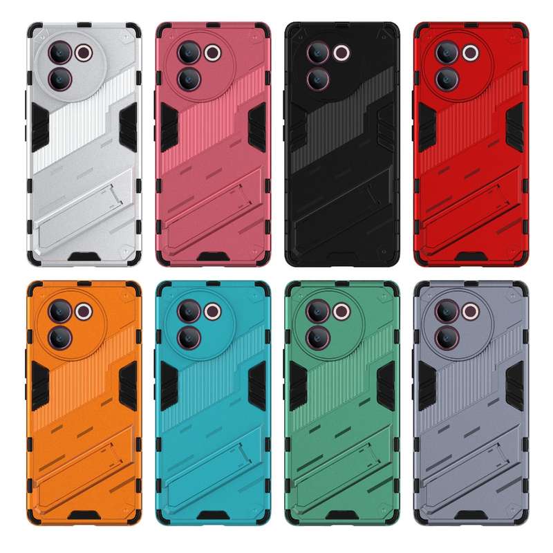 For vivo V30e 5G Global Punk Armor 2 in 1 PC + TPU Phone Case with Holder(Blue)