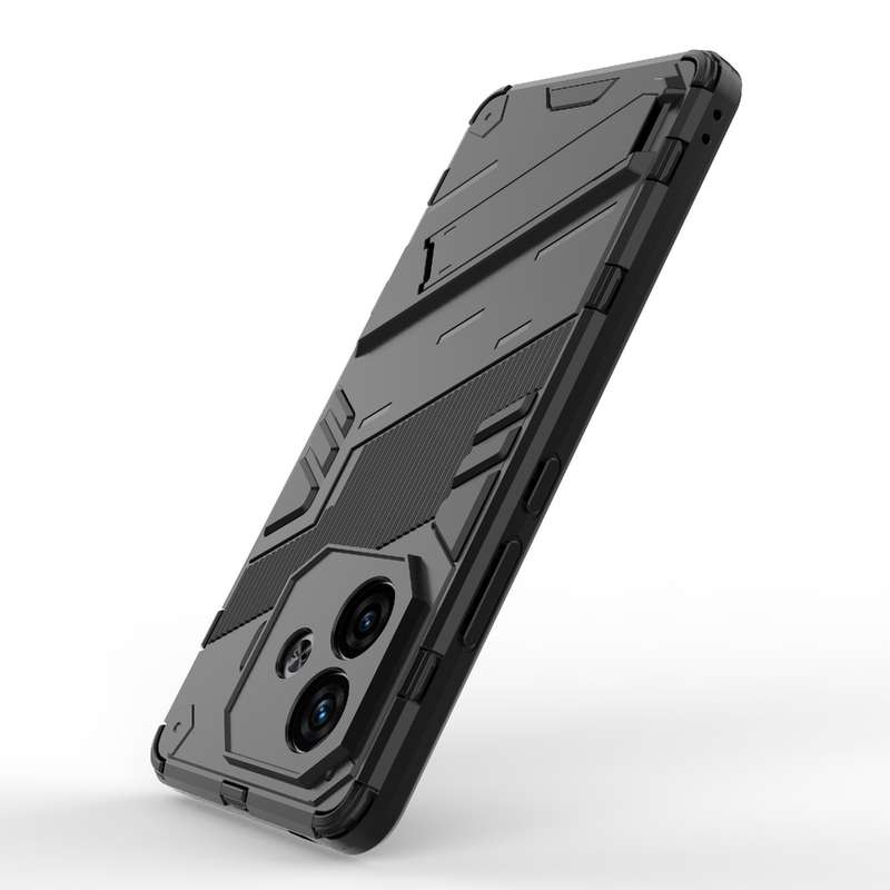 For vivo iQOO Z9 Turbo 5G Punk Armor 2 in 1 PC + TPU Phone Case with Holder(Black)