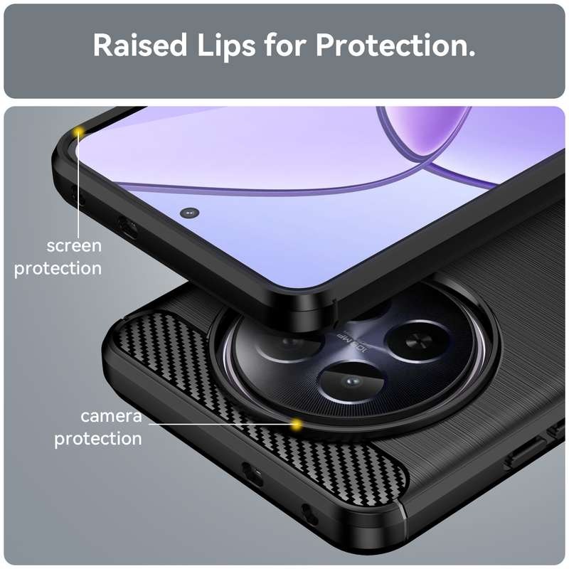 For Realme 12 5G Brushed Texture Carbon Fiber TPU Phone Case(Black)