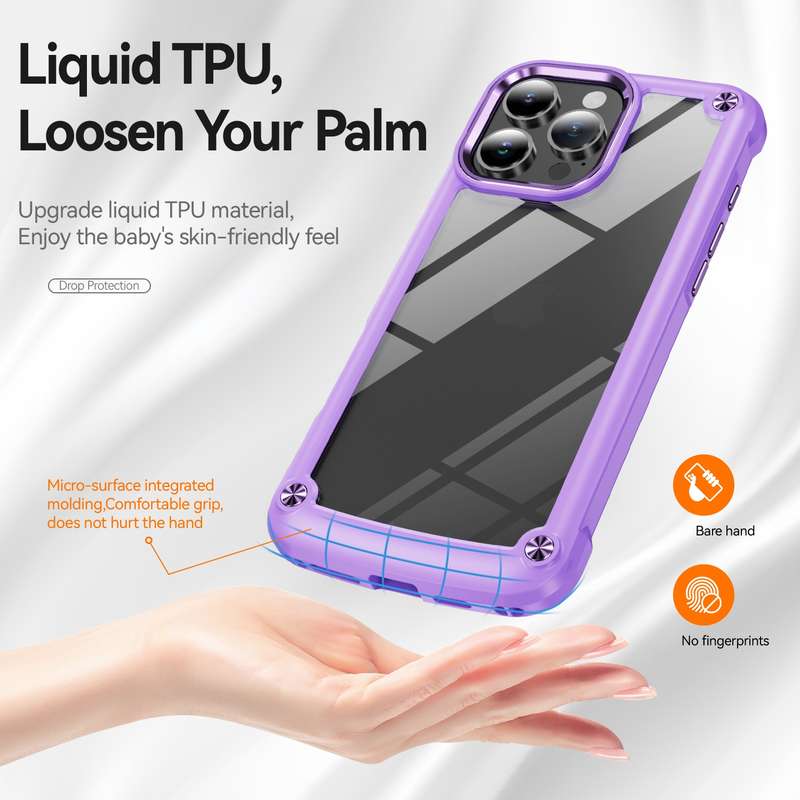 For iPhone 16 Pro Max TPU + PC Lens Protection Phone Case(Purple)