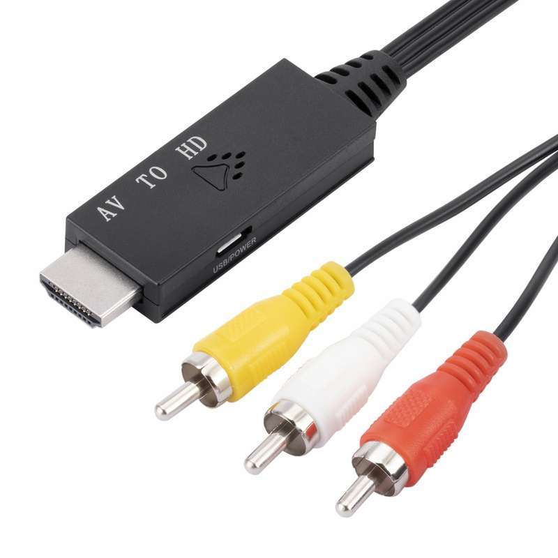 AV to HDMI 1080P HD Converter, Length: 1m(Black)