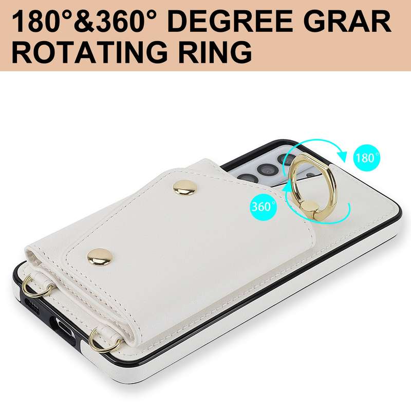 For Samsung Galaxy S21 5G Zipper Card Bag Phone Case with Dual Lanyard(Rose Gold)
