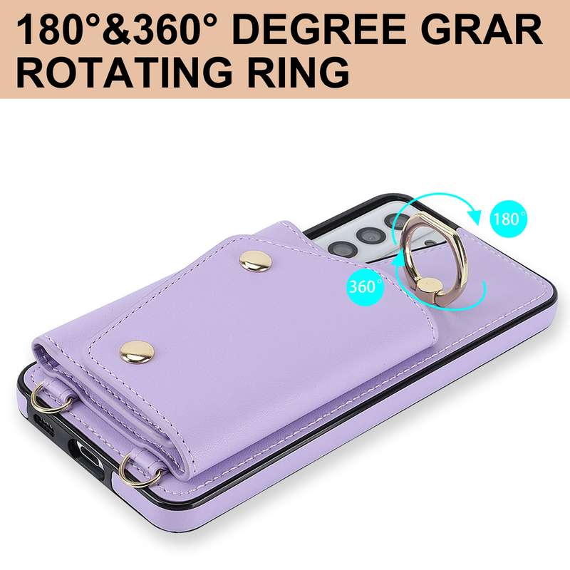 For Samsung Galaxy S21 5G Zipper Card Bag Phone Case with Dual Lanyard(Rose Gold)