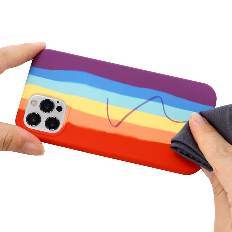 For iPhone 15 Pro Max Rainbow Liquid Silicone Phone Case(Pink)