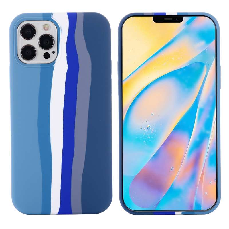 For iPhone 15 Pro Max Rainbow Liquid Silicone Phone Case(Pink)
