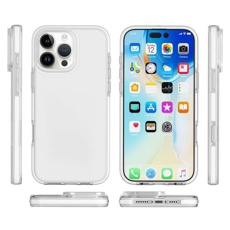 For iPhone 16 Pro Max Two-color Shockproof High Transparency TPU Phone Case(White)